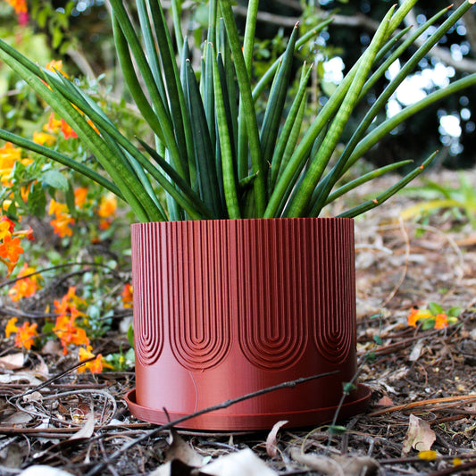 Modern Arch Plant Pot with Saucer